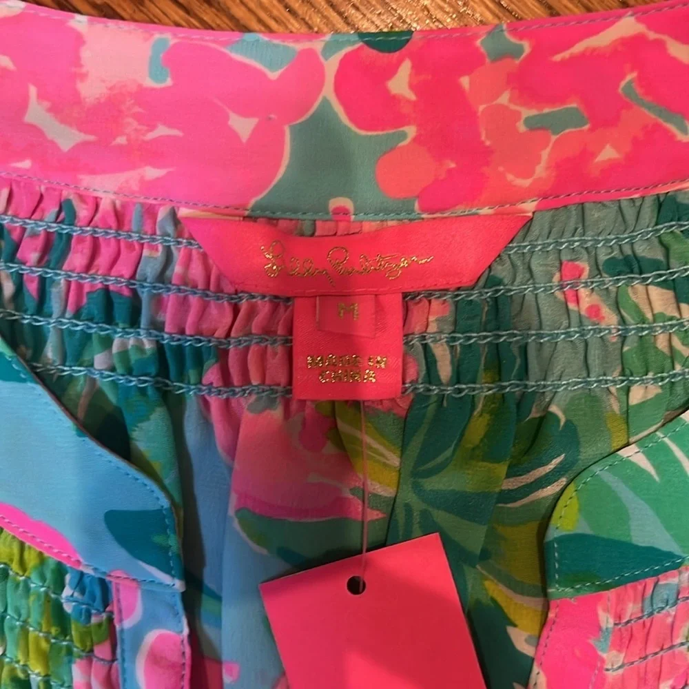 Lilly Pulitzer ELSA 100% Silk Top Pineapple Shake size Medium NWT - Picture 7 of 8